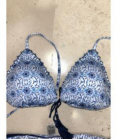 BIKINI TRIANGOLO E SLIP FIOCCHI FANTASIA MAIOLICA PEPITA