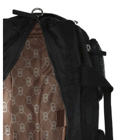 Borsa Weekend nera in tessuto jacquard a motivo monogram LIU JO