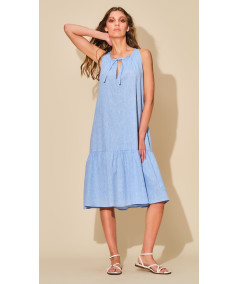 ABITO MIDI IN MISTO LINO COTONE
