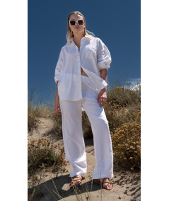PANTALONE LUNGO OVER IN LINO E COTONE