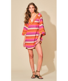 PEPITA KAFTANO ESTIVO FANTASIA ZIG ZAG CON FRANGE