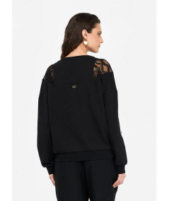 Felpa Liu Jo in cotone con pizzo