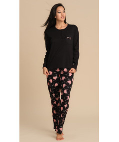 PIGIAMA DONNA IN CALDO COTONE CON STAMPA PIANOFORTI