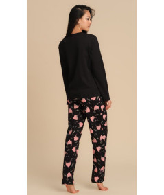 PIGIAMA DONNA IN CALDO COTONE CON STAMPA PIANOFORTI